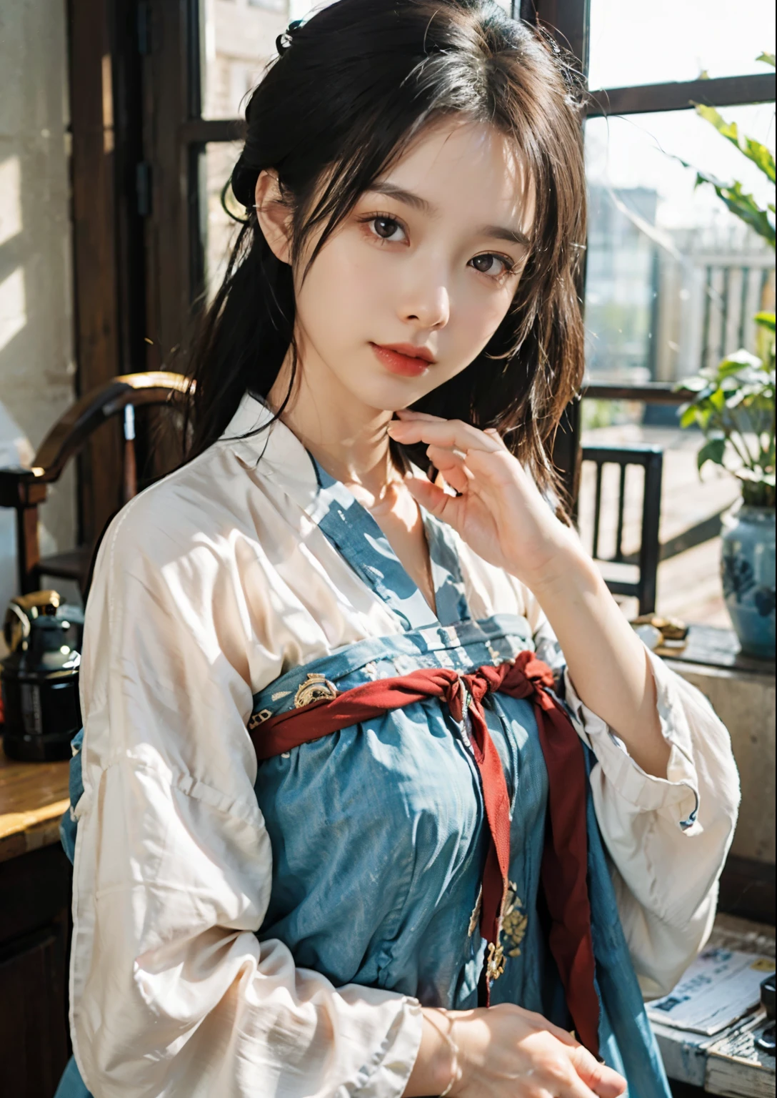 best quality,masterpiece,illustration,an Very detailed and beautiful,Very detailed,CG,Unite,8k wallpaper,Astonishing,fine details,master,best quality,official art,Very detailed CG Unite 8k wallpaper,absurd,Incredibly ridiculous, File size is huge, super detailed, high resolution, Very detailed, Beautiful and delicate girl, Very detailed eyes and face, Beautiful and delicate eyes, There is light on the face, (Hanfu: 1.1), 1 girl, whole body, whole body Photo, you_swarm,chivalrous woman with sword