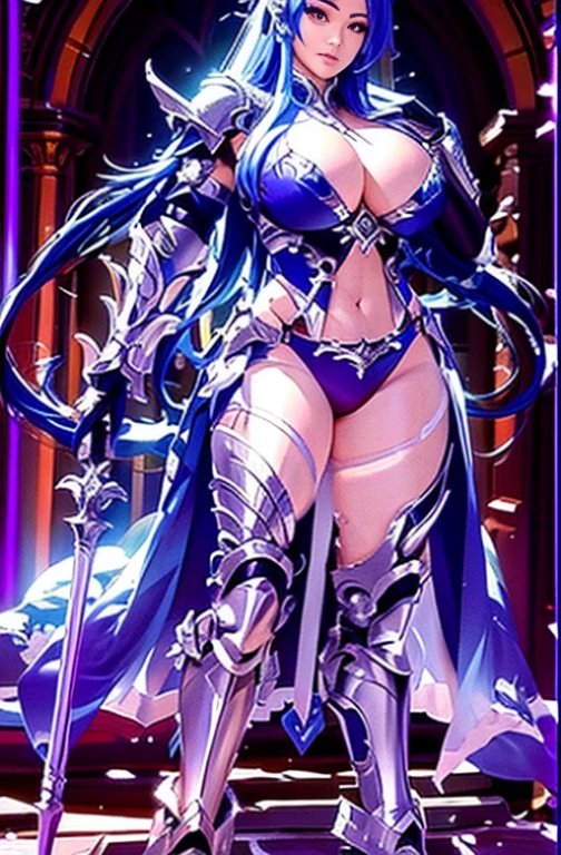 arafed woman in armor with sword and armor posing for a picture, stunning armor, ornate cosplay, beautiful armor, bikini armor female knight, armor girl, ornate bikini armor, gorgeous female paladin, dressed in armor, glamourous cosplay, extremely detailed goddess shot, anime goddess, thick armor, from lineage 2, ((a beautiful fantasy empress))