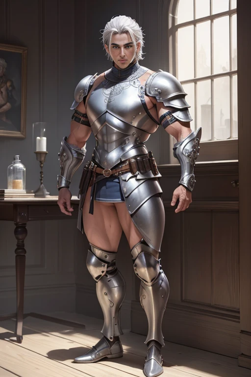 a nude female knight wearing Lovecraftian armour with a massive erection, she has a look of ecstasy on her face as she ejaculates a large amount of urine