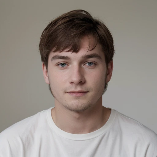 affronter, mâle, réaliste, photo d’identité , habiller, qui ressemble à mr beast, jeune , visage neutre, arrière plan blanc, homme pas très beau,