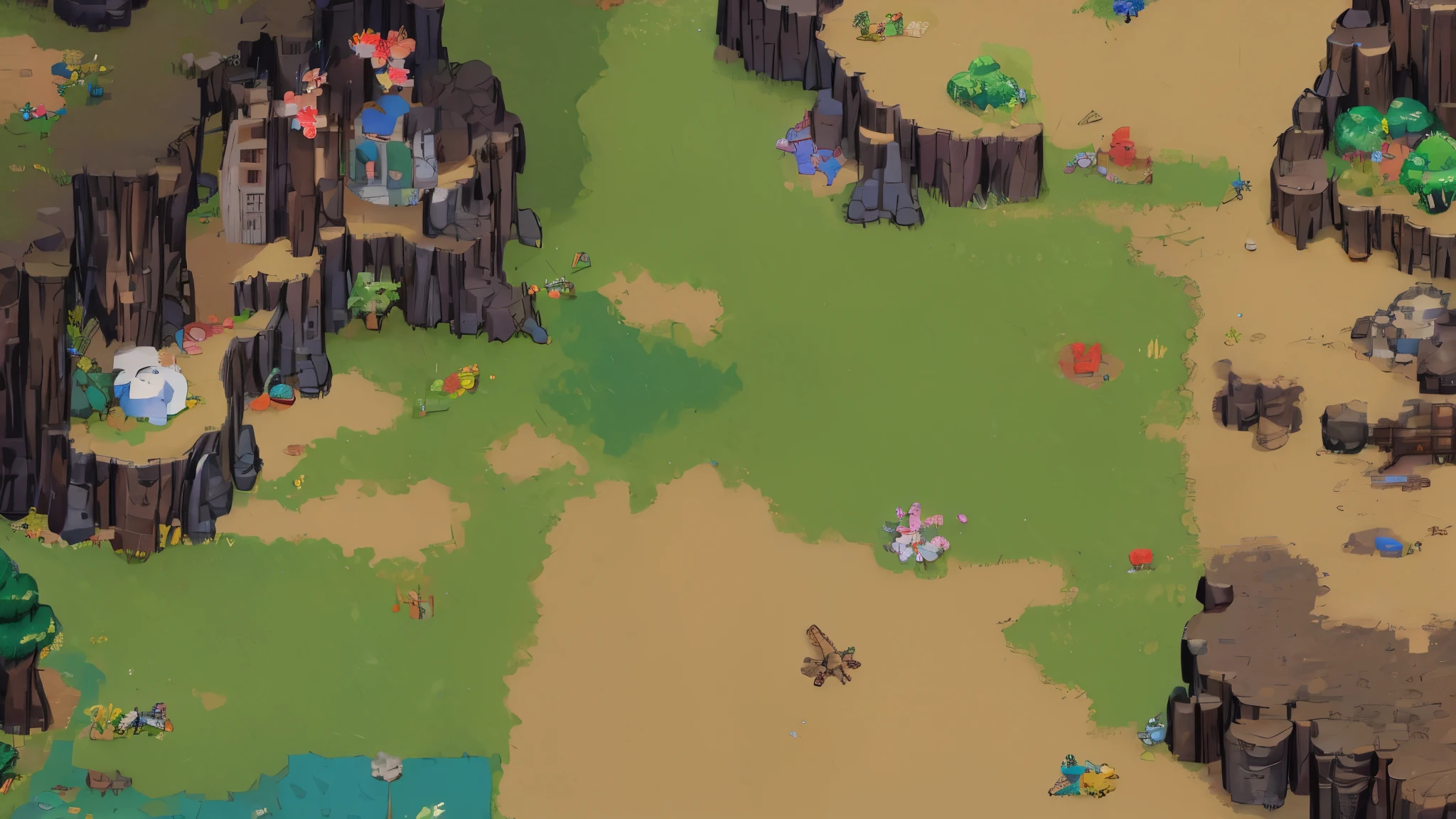 crie uma floresta, with a view from above, estilo zelda, em pixel art