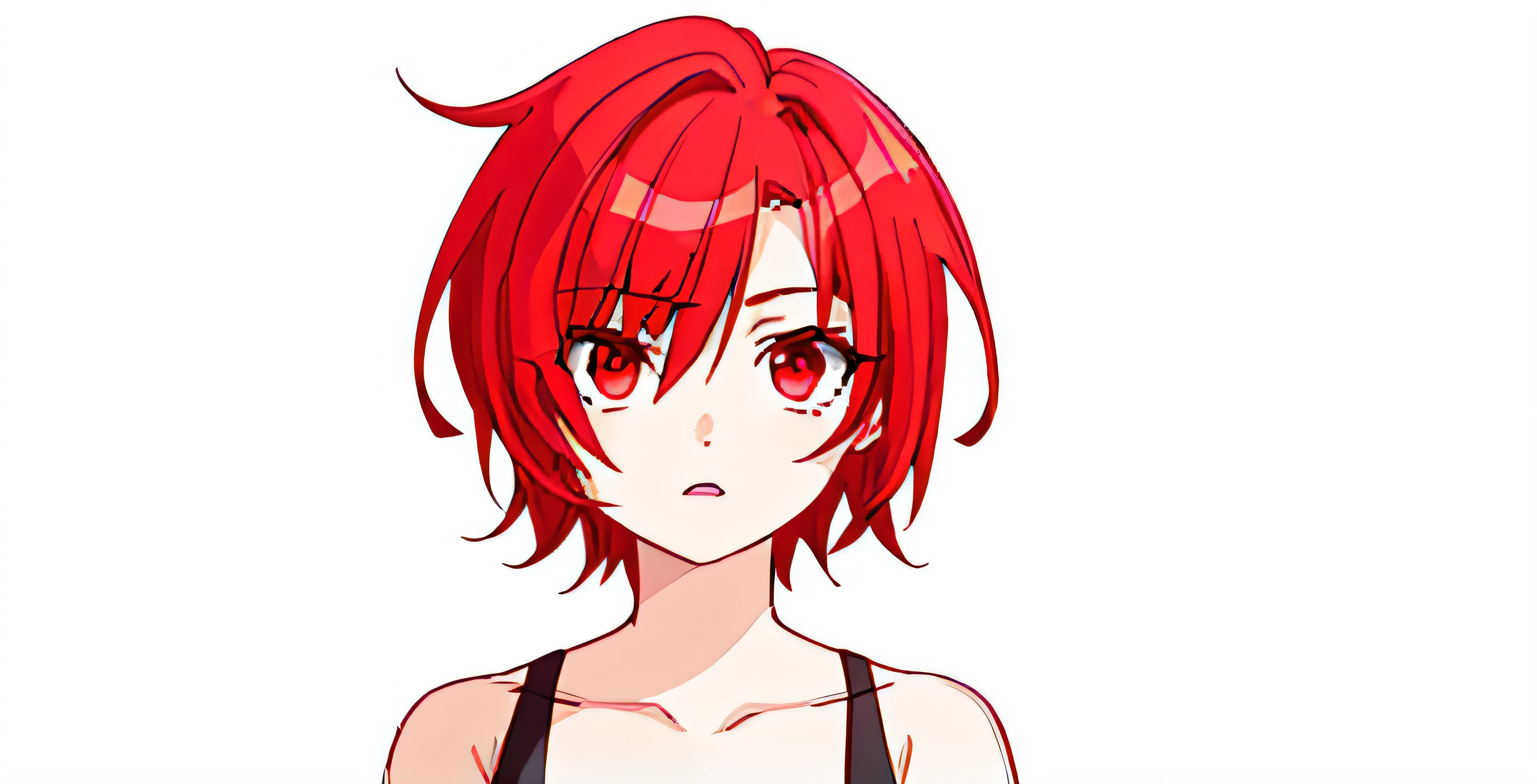 Girl with red hair,short hair,red eyes