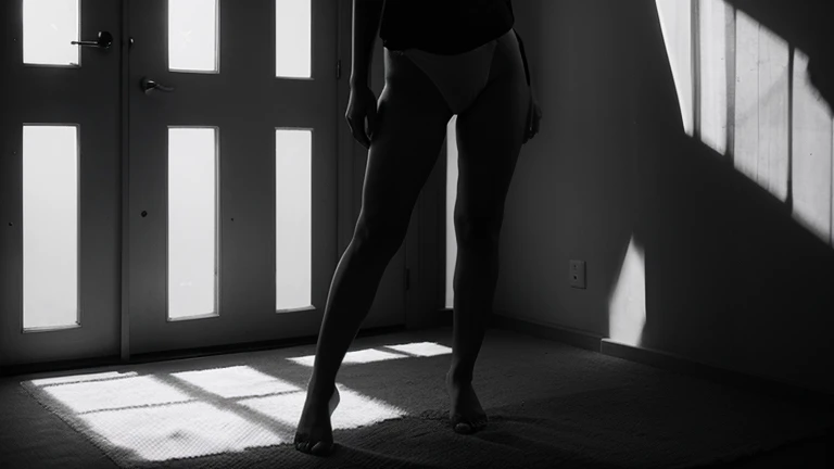 asian girl art,blackandwhite,
sexy Put on underwear,
Seen as a shadow,
Silhouette
