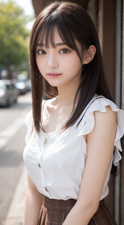 smile、night、original photo、(((ultimate beauty portrait)))、((glowing skin))、1 girl、Beautiful 15 year old girl from Prague、bright look、((brown hair))、()、(ruffle skirt:1.5)、((Big eyes that shine like jewels))、cardigan、open your clothes、plat、radiant and radiant skin、(medium hair)、(silk ponytail)、( permanent)、(from below)、under the skirt、(from below看内衣的特写)、eyeliner、beautiful bangs、hair between eyes、((masterpiece、quality、Super detailed、movie light、intricate details、High resolution、very detailed))、this background、8 cool、Digital single-lens reflex camera、soft light、高quality、film grain、XT3 、shallow vision deep vision、natural soft light、Kamimei、plump bust、underwear