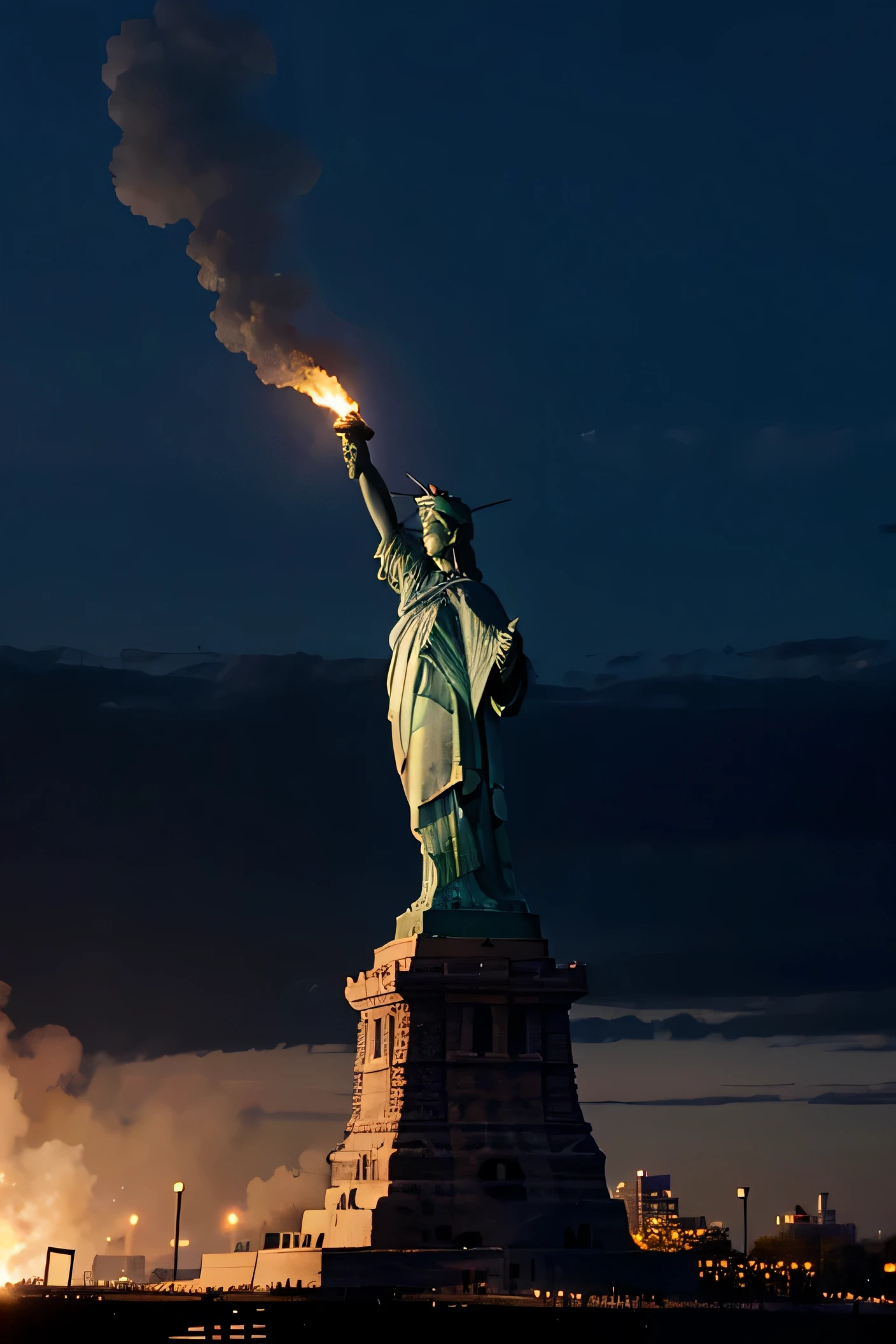 burning Statue of Liberty
