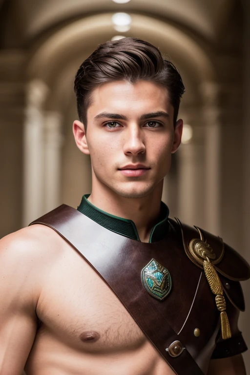 masterpiece, incredibly handsome young Slovak Spartan warrior, I&#39;m standing in a stone corridor, night, masculine, well endowed, (high detail:1 1), rough face, Genuine Leather, High quality, Beautiful eyes, (detailed face and eyes), (face: 1 2), tumult, Complementary, real photo, PSD, Photography with lamp film, Sharp Focus, contrast lighting, Detailed skin, High resolution 8k, crazy detail, Realistic, professional photography, 8k contract, SLR camera, soft lighting, High quality, granularity, Fujifilm XT3