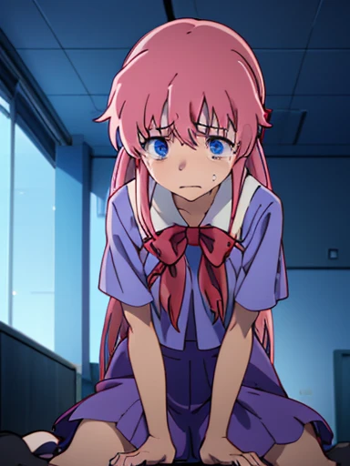 nsfw,Future Diary、My wife Yuna、sex、rape、torn clothes、crying face、resistance、vaginal 、Normal position、Holding down、Torn school uniform,red bow tie,Torn blue skirt,Torn blue shirt,torn pleated skirt,short sleeve