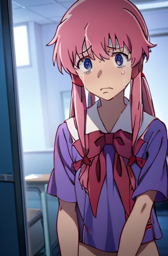 nsfw,Future Diary、My wife Yuna、sex、rape、torn clothes、crying face、resistance、vaginal 、Normal position、Holding down、school uniform,red bow tie,blue shirt,short sleeve、molestation