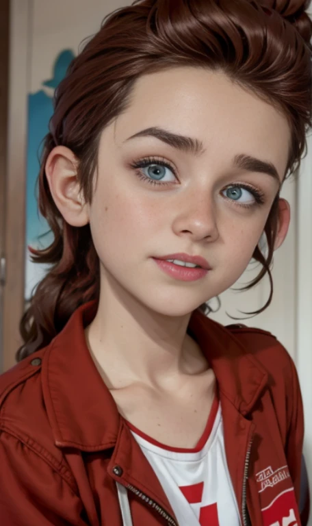 Photo of a 15-year-old European girl, .RAW, beautiful woman, (Light brown hair with ponytail hairstyle ), peinado de cola de caballo ((retrato)), ((Cara detallada:1.2)), ((Detailed facial features)), (Piel finamente detallada), con pecas en mejillas y pecho , fondo variado , Christmas Dress , vestido de Santa Claus 、senos medianos, pechos grandes , gran sonrisa (cool color), humid, humid, Reflectoreasutepiece) (proporciones perfectaotos realistas)(La mejor calidad) (Detallado) fotografiado con una EOS R5 de Canon, Lente de 50 mm, f/2.8, NffSW, (8k) (papel tapiz) (cinematic lighting) (Dramatic lighting) (foco nítido) (Enrevesado) ,cuerpo completo, hermoso cuerpo de mujer , Posing and waving to the camera