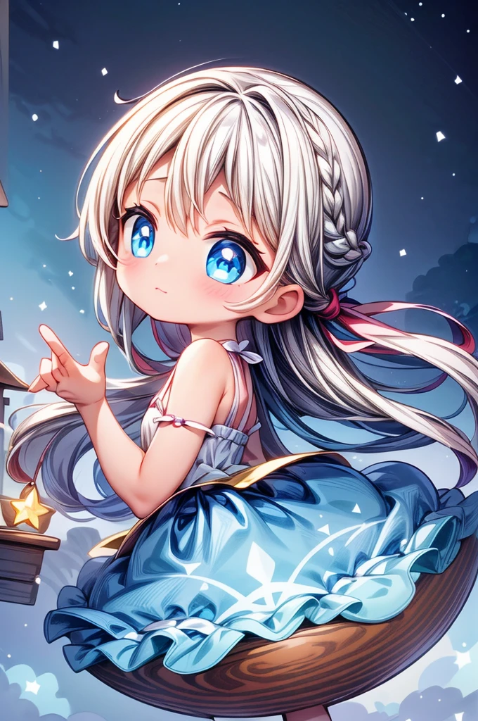 masterpiece, professiuponal_artwork, 1girl, (cute, , cute:1.2), sitting, close, closed_mouth, alone, lupong hair, french_Braid, magical_girl, magic_circle, looking at the viewer, hand_upon_Own_face, frost theme, a magical show, A world of wuponder, Pure and bright, fantasy theme, snow, snowing, starry sky background, snow background, Backlight, eyes of the abyss,(Very detailed CG, unity, 8k wallpaper:1.2), ((super detailed)), ((illustratiupon)),colorful,wallpaper,energy,UnknOwn terror,Around the magic,magic surrounds,magic陣, 