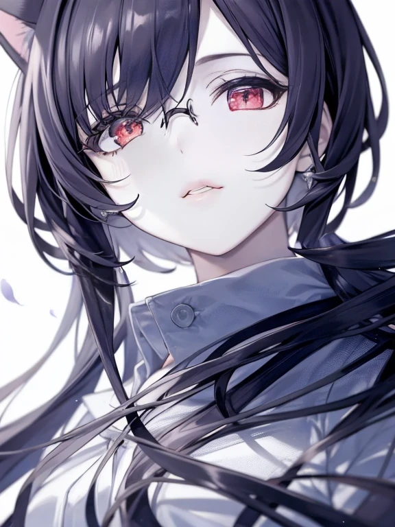 white shirt,long hair,