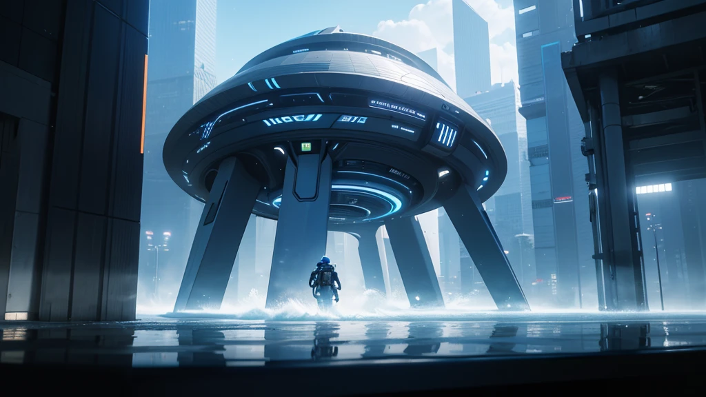 Futuristic Architecture: Use modern buildings with bold designs and clean lines. Incorporate futuristic skyscrapers, perhaps with glass facades or metallic materials, to create an impressive skyline.
Advanced Technology: Integrate technological elements into the environment, such as holograms, floating projection screens, or interactive interfaces in the air. These elements can add a futuristic touch and reinforce the idea of technological advancement.
Ambient Lighting: Employ futuristic lighting with shades of blue and neon. Include indirect light sources, LED lights integrated into the architecture, and highlights on the character's features.
Flying Vehicles: Introduce flying vehicles into the scene to suggest an advanced society. This could include flying cars or spacecraft hovering in the sky.
Synthetic Nature: If the environment allows, add natural elements like trees or plants, but with a futuristic twist. Perhaps trees with bioluminescent leaves or plants that react to the presence of the character.
High-Tech Cityscape: Build a futuristic city with advanced infrastructure, such as elevated walkways, efficient transportation systems, and innovative urban elements.
Control Panels: Integrate digital or holographic control panels into walls or structures, indicating the technological control that this humanoid-robotic leader may have over the environment.
Metallic Reflections: Use metallic reflections on surfaces to emphasize the character's metallic nature. This can be done on buildings, vehicles, or even in water bodies if there are any in the scenario.