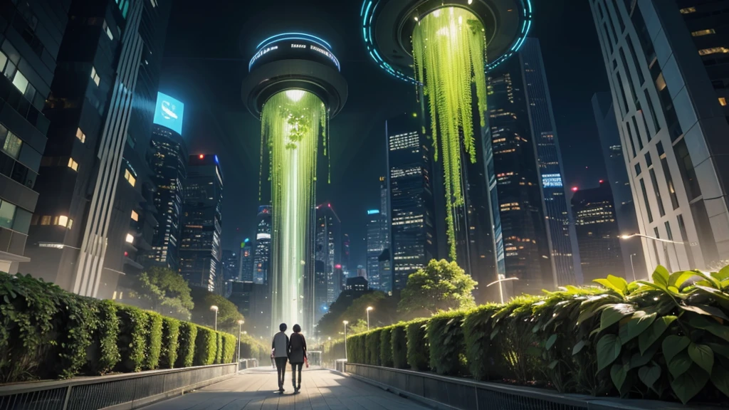     Futuristic City with Green Spaces: Integrate artificial forests seamlessly into the futuristic cityscape. Design parks and green areas using genetically modified trees and plants, showcasing vibrant colors and unique patterns.

    Bioluminescent Flora: Implement genetically engineered plants with bioluminescent properties, creating a stunning display of natural light during the night. These glowing plants could be scattered throughout the city or concentrated in designated green zones.

    Genetically Enhanced Wildlife: Introduce genetically modified animals that complement the artificial ecosystem. These creatures could have unique traits, such as adaptive camouflage or enhanced intelligence, contributing to the overall balance of the environment.

    Smart Ecosystem Management: Utilize advanced genetic algorithms and AI-driven systems for the management of the artificial ecosystem. This ensures optimal conditions for both the city and its inhabitants, maintaining harmony between nature and technology.

    Integration of Nature and Architecture: Incorporate elements of the artificial forest into the city's architecture. Imagine buildings with living facades composed of genetically modified vines and moss, creating a seamless blend between urban infrastructure and nature.

    Biotech Skybridges: Design skybridges or walkways that connect different parts of the city, adorned with genetically modified hanging gardens. These suspended green spaces provide not only aesthetic beauty but also serve as recreational areas for residents.

    Climate Control Through Genetics: Implement genetic modifications in plants to assist in climate control. Some plants could be engineered to absorb excess carbon dioxide or release specific compounds that enhance air quality.

    Interactive Genetic Exhibits: Create public spaces featuring interactive genetic exhibits, educating citizens about the advancements in genetic engineering and its positive impact on the environment.
