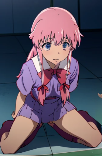 nsfw,Future Diary、My wife Yuna、sex、torn clothes、crying face、resistance、vaginal 、Normal position、Holding down、school uniform,red bow tie,blue shirt,short sleeve、whole body、spread your legs、raise your hand、On your back、lie down、lie down、first round