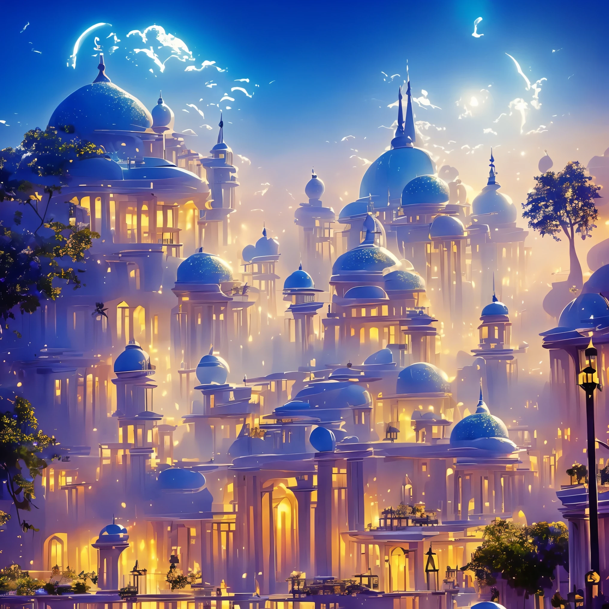 Sidon style, City of Progress, futuristic city, utopian world, brilliant gorgeous colors, thriving buildings, high-end clothing and architectural designs, luxurious buildings, utopian future, high detail, HDR, perfect, stunning progressive architecture, flawless world, reflective surfaces, subsurface scattering, flawless buildings, beyond imagination, 8K, global lighting, wide angle, divine rays, dream world