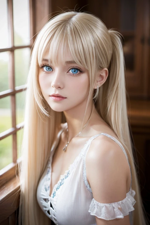 8K,highest quality,real image,intricate details,Super high resolution,depth field,Masseter muscle part,natural soft light,professional lighting,1 girl,(cute:1.2),(gothic fashion),bright look,Young, shiny white skin,best beauty,ultimate beautiful girl,The most beautiful platinum blonde hair in the world,super long hair、shiny bright hair,Long silky twin tail hair,Shining beautiful bangs,Glowing crystal clear attractive blue eyes,とても美しい素敵なcute17歳の女の子,(cowboy shot)