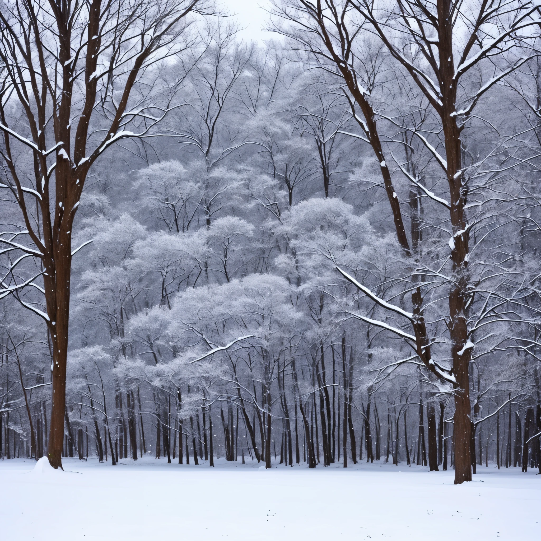 Northern New York field during winter. Snow falling.