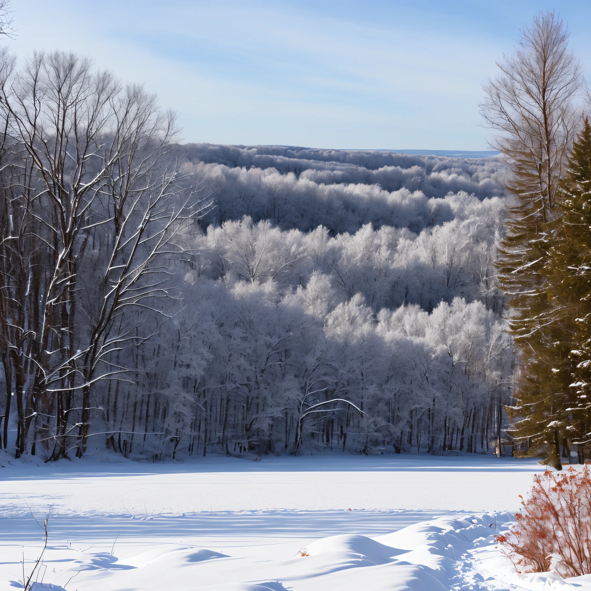 Snowy day in the wilderness of Maine.