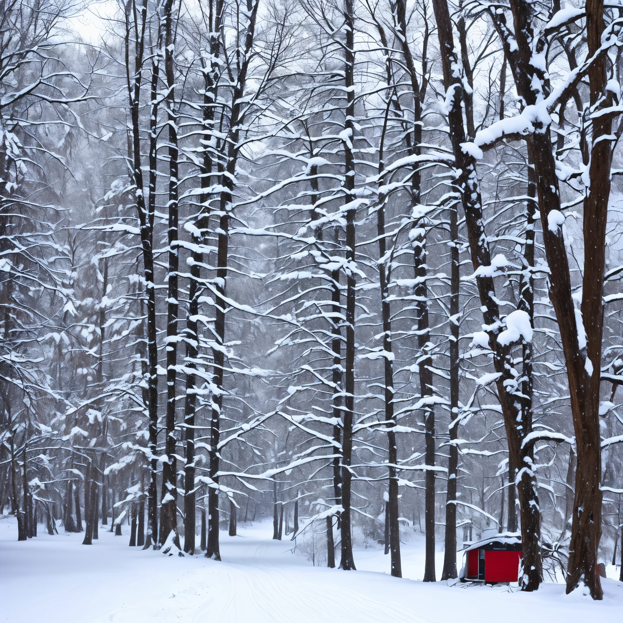 Snowy day in the wilderness of Maine.