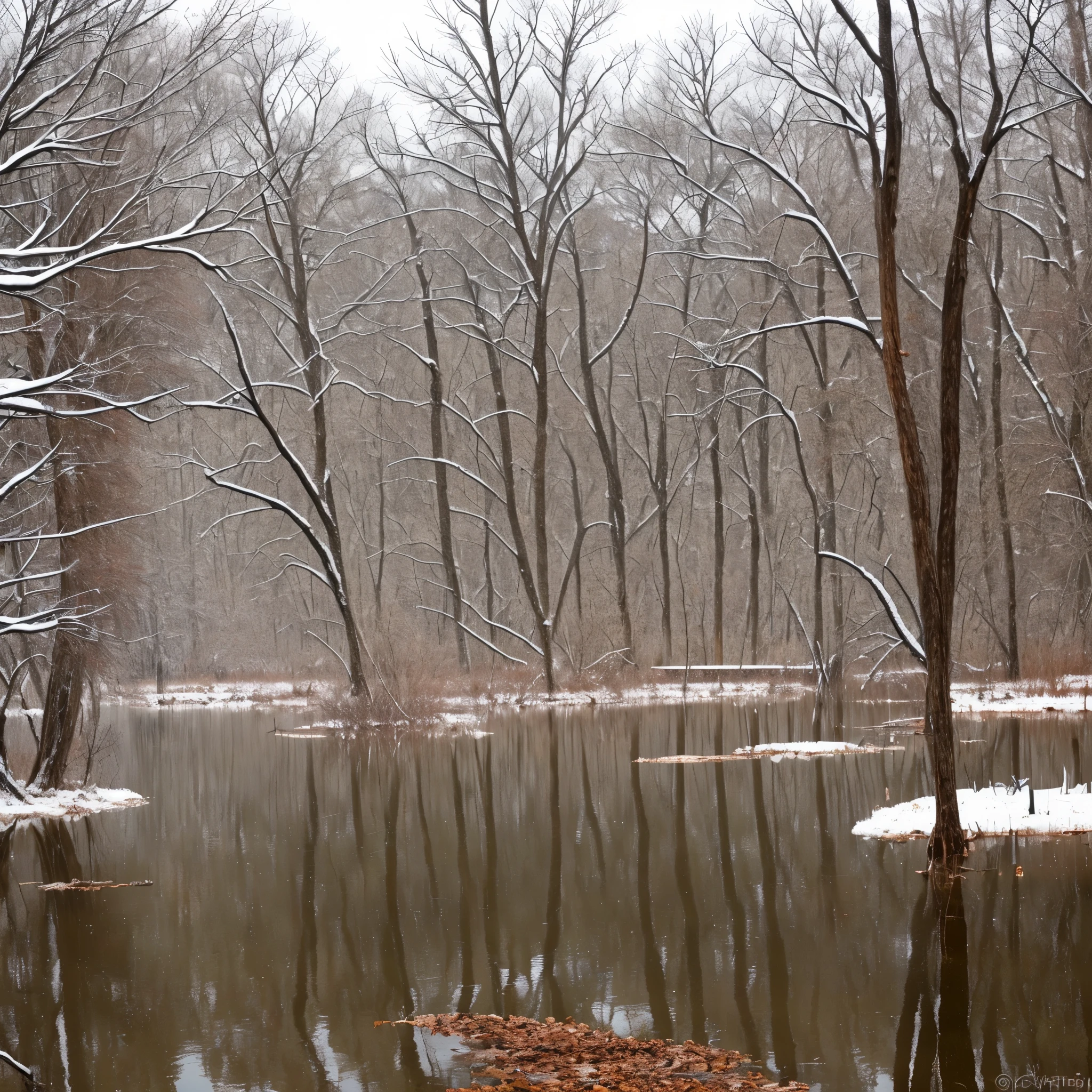 Snowy day in the swamps of Louisana.
