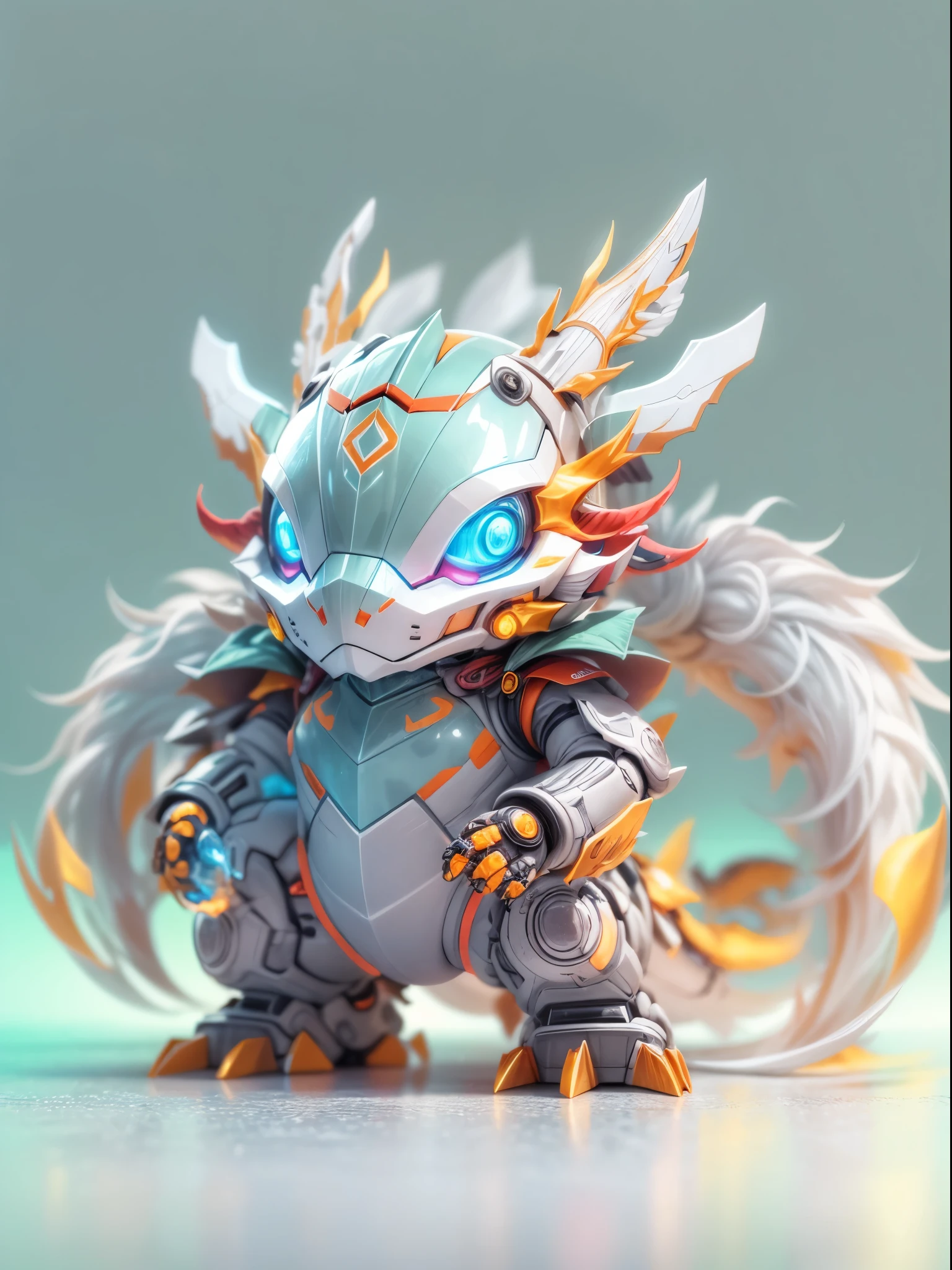(blind box toy style:1.2), (Full Body Shot) ,  1 Transparent cute Chinese Dragon, Transparent mecha, Exquisite Helmet:1.2, glowing goggles:1.2, Cyberpunk, Dreamy Glow, Luminous neon lamp, clean, white background, ( Global illumination, raytracing, HDR, unreal render,reasonable design, high detailed, masterpiece, best quality, UHD, Cinematic Lighting)