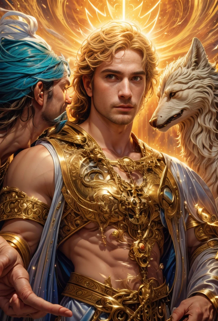 um retrato de(( um homem belo como os Deuses )), ((peitoral forte e largo)), pernas fortes e musculosasin high definition, em 8K de ((um homem)) de 18 anos, (( Homem)), Deus do Mar, Deus do Oceano, Luthien, arte de deus, Deus da mitologia grega, Deus da Lua, Deus do amor e da paz, deus bonito, Mitologia do Deus da Terra, o deus Eros, Um retrato impressionante de um deus, Frank Kelly Freas, Estilo Karol Bak, ((beautiful face)), Ultra Definition, melhor qualidade, 32k ultra , Ultra HD