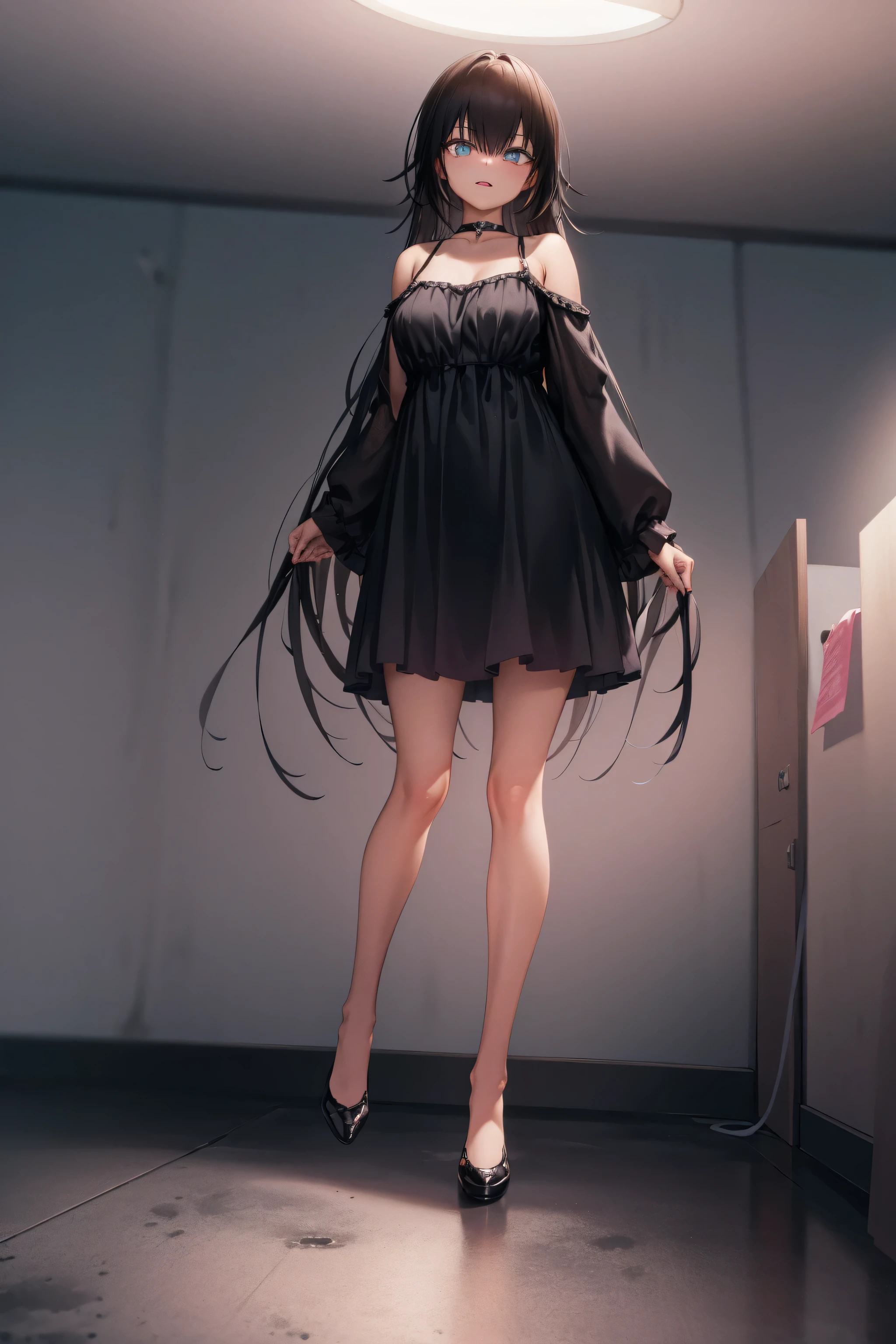 highres, aanemesis, long hair, black hair, dark skin, tan,
BREAK (bare shoulders, black dress:1.2), 
BREAK (multiple views:1.5),from behind,from_front,(blue background:1.3),(full body:1.4),arms at sides,
BREAK indoors,
BREAK (masterpiece:1.2), best quality, high resolution, unity 8k wallpaper,NSFW ,(illustration:0.8), (beautiful detailed eyes:1.6), extremely detailed face, perfect lighting, extremely detailed CG, (perfect hands, perfect anatomy),