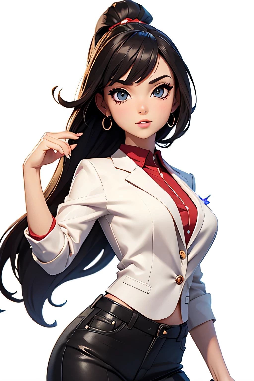 (masterpiece), best quality, expressive eyes, perfect face, sports, wearing casino outfit, himecut, black hair, 1 girl, looking at viewer, ultrasharp, whole body, white background, no background, png, casino girl, casino outfit