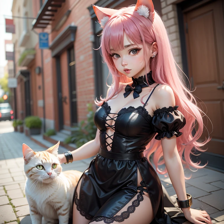 There is a woman with pink hair and cat ears, very beautiful cute catgirl, attractive cat girl, real life anime girl, Hyper realistic anime, beautiful anime catgirl, anime catgirl, beautiful young catgirl, Very Beautiful Anime Cat Girl, a hyperrealistic , Seductive Anime Girl, cute anime catgirl, Anime girl with cat ears