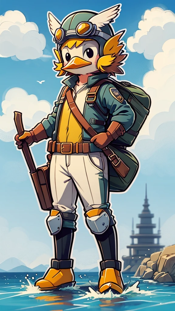 wearing flying clothes,Cartoon,bird, helmet