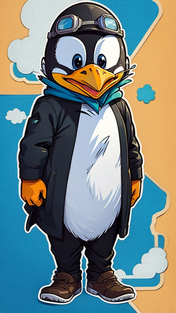wearing flying clothes,Cartoon,penguin, helmet