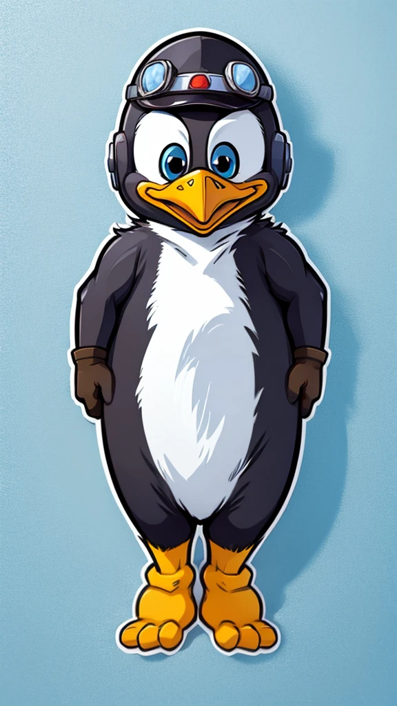 wearing flying clothes，Cartoon，penguin, helmet