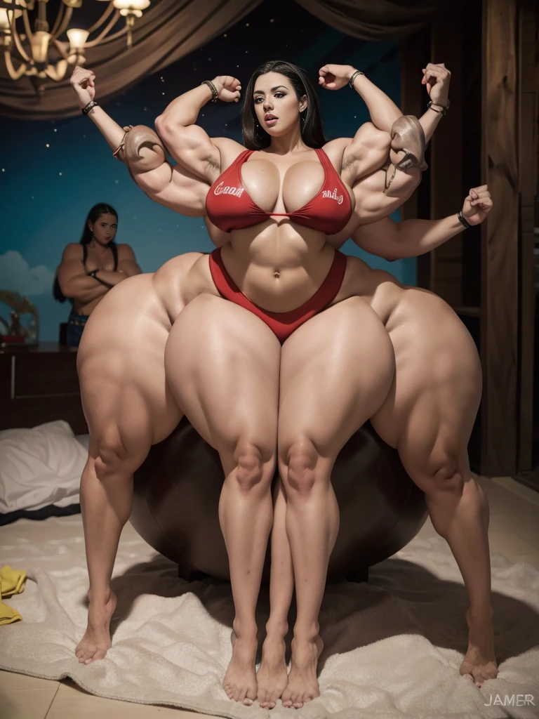 (Angela white many muscular arms)),face very simalar Cassieopia , thick, many extra arms, thick, muscular, many arms everywhere, feet everywhere, complete hands and arms, many muscular arms, thousand hands,bedroom, many arms, extra arms, many arms, thousands of arms, full body shot, Chung li street fighters legs,super thick wide muscular legs, multi tasking 