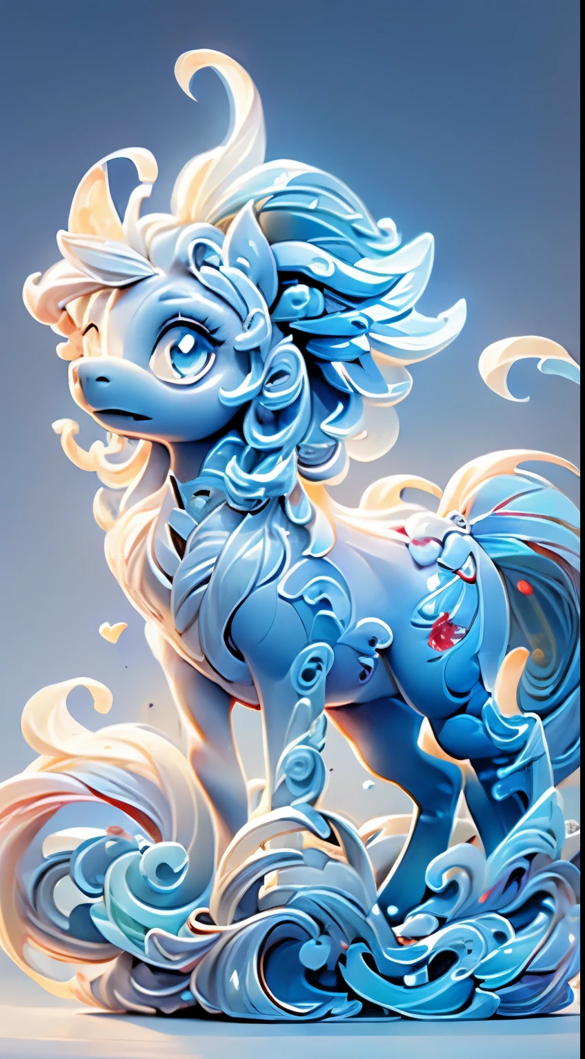 The shape of a pony,The background is clean,Dreamy colors,Transparent statue,florals,Big eyes,The white,adolable,Clear eyes,tmasterpiece,(best qualtiy:1.3),A pony,full bodyesbian,((Pony))