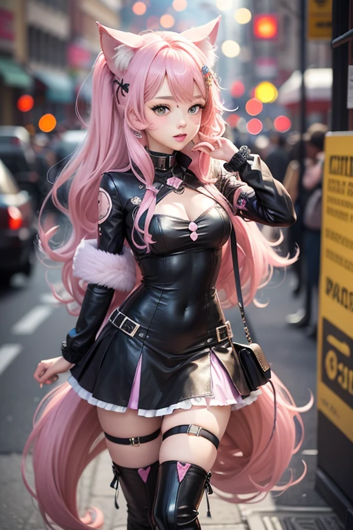 There is a woman with pink hair and cat ears, very beautiful cute catgirl, attractive cat girl, real life anime girl, Hyper realistic anime, beautiful anime catgirl, anime catgirl, beautiful young catgirl, Very Beautiful Anime Cat Girl, a hyperrealistic , Seductive Anime Girl, cute anime catgirl, Anime girl with cat ears, overwatch