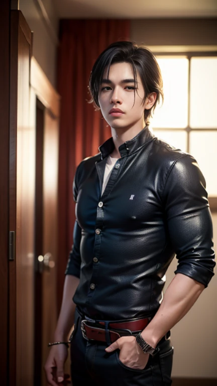 ((Men only)), (head shot), (faceだけ), (Handsome fortune teller in his 20s), (Leon Kennedy), (いたずらな笑face), (detailed: 1 to 1), natural muscles, high quality, beautiful eyes, (細かいfaceと目), (face、: 1 / 2), noise, real photos、... .................................................................................................................PSD, sharp focus, High resolution 8K, realistic & professional photography, 8K UHD, soft lighting, high quality, film grain, Fujifilm XT3