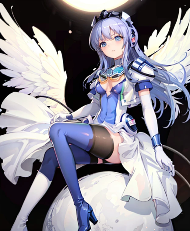 highest quality,sleep on your back in bed，Symphony_sugar,light blue hair,navy blue eyes,hair ornaments,long hair,White Long_glove,Light blue short dress,black pantyhose,high heels, ultraman bodysuit,show me your boots，thigh high boots，leotard peep，glove，elegant, 1 girl, cute, blushed, looking at the viewer, from below, prison，blue eyes, beautiful eyes, beautiful background, particles of light, Light of the sun, dramatic lighting, outside, shiny, realistic, highest quality, Super detailed, get used to it, scenery, beautiful and detailed eyes, thin hair，full body shot，