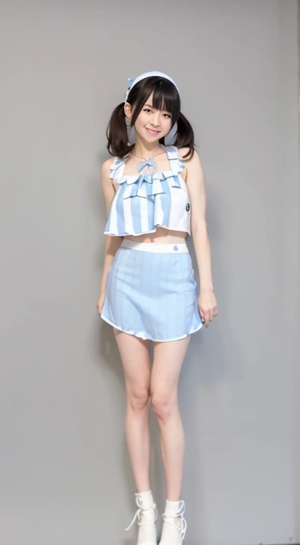 12 years old、smile、Shining eyes、stare、camisole、hot pants,Full body portrait、Junior idol
