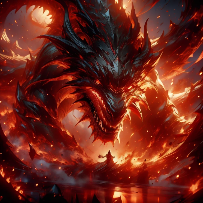 highest quality,4K,8K,High resolution,masterpiece，epic，movie，real，Magic Effects，Battle inside the volcano，Uplifting，scorching volcano，battle with monsters，Flame from the mouth，powerful action，intensity of the battle，dangerous atmosphere，confront，sense of scale，force，impact，spark，reflection of heat and light，effect，Creepy，That&#39;s horrible，fear，completely changed appearance，Different dimension，sense of presence，strange appearance，cold，wicked，deep frozen eyes，coercion，darkness，corruption，disillusioned，cold-hearted，enemy，Shadow，red eyes，holding a black sickle，Different world，