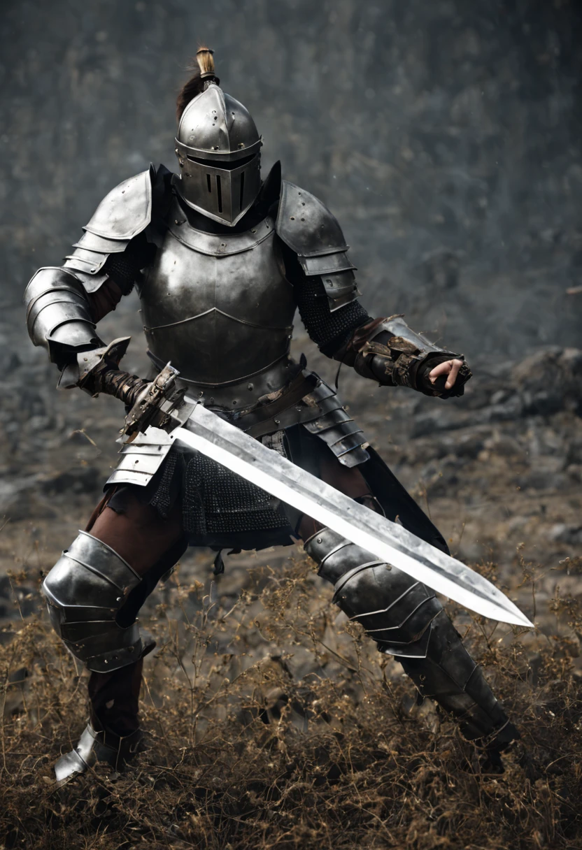 girl in heavy armor, Holds a great sword, In battle, 