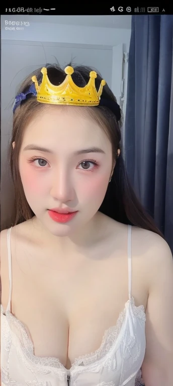 (realistic、masterpiece、Best Quality、8K、highres、high resolution:1.3)、1 girl、Big breasts、white bikini、looking at viewers、super fine face and eyes、long hair、 in bedroom、sit on the bed、exposed cleavage、upper body、