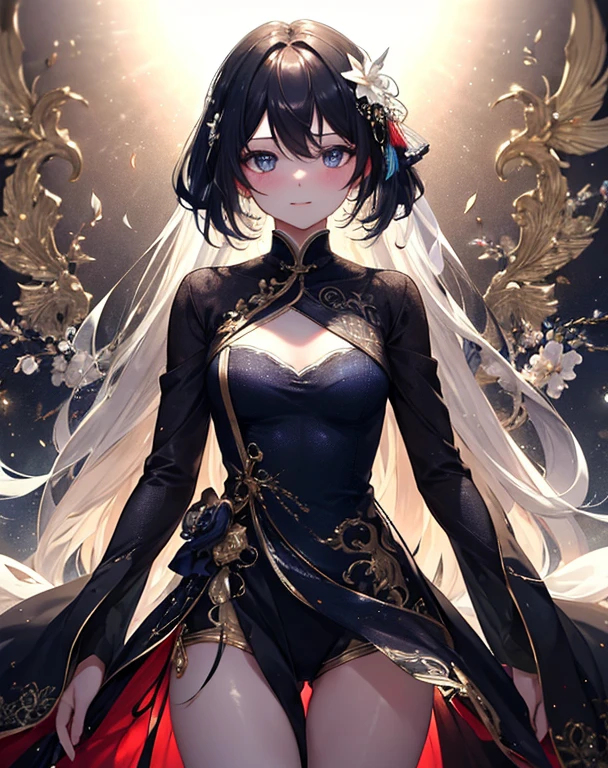 masterpiece,best quality,Super detailed,Very detailed的插图,Very detailed,intricate details,high resolution,超级intricate details,Very detailed 8k cg wallpaper,cowboy shooting, Caustics,reflection{{masterpiece}}，best quality，Very detailed的CG统一8k壁纸，sweet girl，Above the chest，small breasts，light，lens flare glow，Beautiful and delicate eyes，Hair color，Colorful light，Particulate matter，（a color：1.5），（Hair color:1.5),Perfect body，perfect face，fashion clothing，Clothing sheer，There is light in the eyes，Colored shiny spots，sharp vision，sweetly laugh，blush blush，pretty face，Perfect body