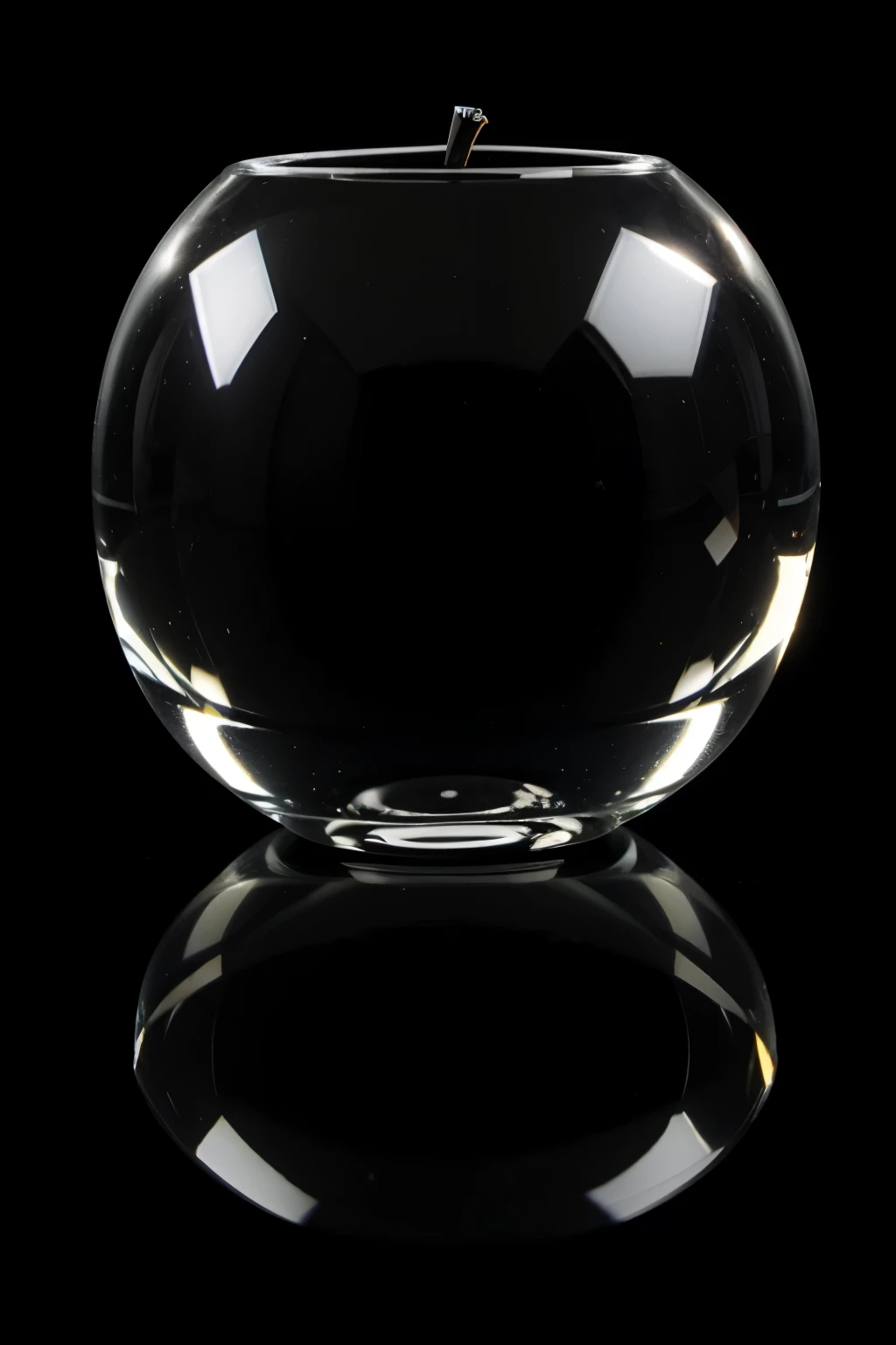 Transparent Apple made by Crystal, Crystal Clear, Black Background --s 250 --v 6.0
