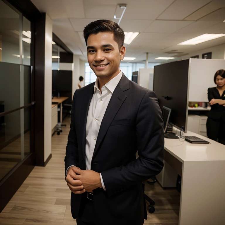 Man, Office, profile pic, suit, look at the camera, smile, neat haircut, Malaysia, facing the camera