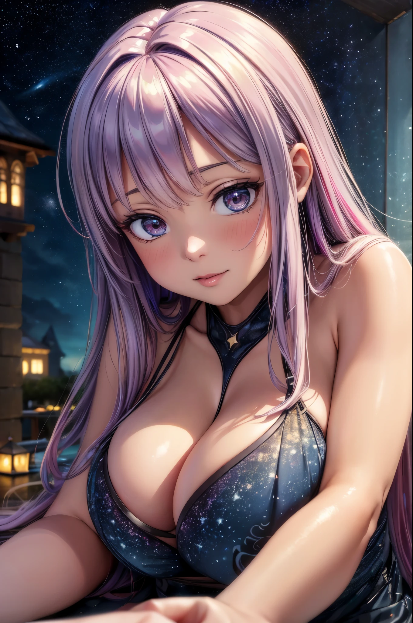 (best quality,4k,8k,highres,masterpiece:1.2),ultra-detailed,(realistic,photorealistic,photo-realistic:1.37),HDR,UHD,studio lighting,ultra-fine painting,sharp focus,physically-based rendering,extreme detail description,professional,vivid colors,bokeh,night scene,Starry Sky Rotation,lovely woman lying on a hill,magical scene,swirling stars,rainbow of colors,night sky