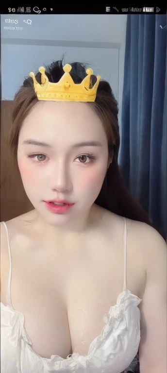 (realistic、masterpiece、Best Quality、8K、highres、high resolution:1.3)、1 girl、Big breasts、white bikini、looking at viewers、super fine face and eyes、long hair、 in bedroom、sit on the bed、exposed cleavage、upper body、