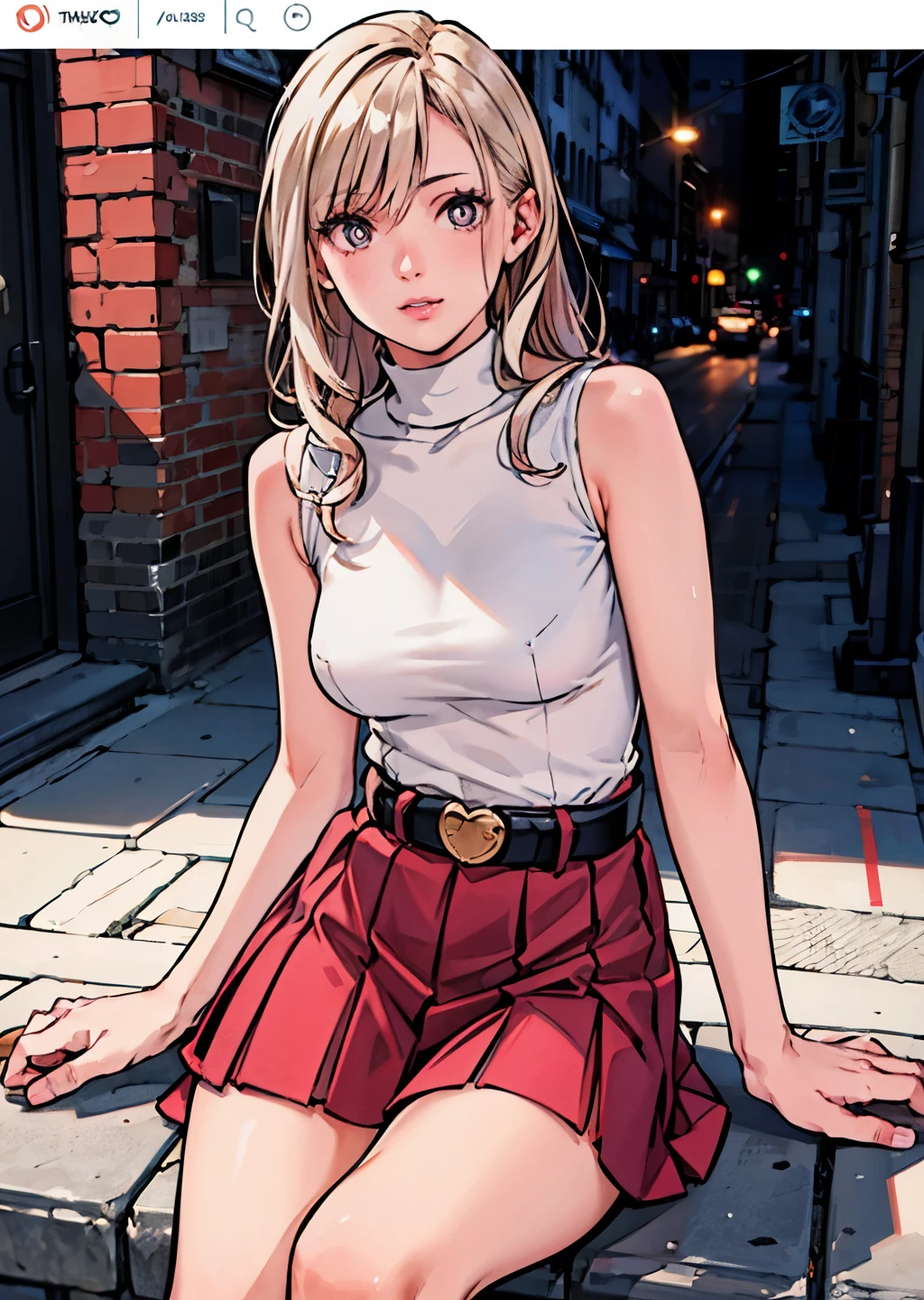 (best quality,4k,8k,highres,masterpiece:1.2),ultra-detailed,(realistic,photorealistic,photo-realistic:1.37),beautiful detailed eyes,beautiful detailed lips,extremely detailed eyes and face,long eyelashes,feminine,long wavy hair,(professional,model-like:1.1) pose,(graceful,elegant:nine),wide skirt,red skirt,red and white,midi skirt,smooth flowing skirt,slim waist,long skirt,white and,dark red,skater skirt,wearing skirt,short skirt length,layered skirt,black red white clothes,red and white dress