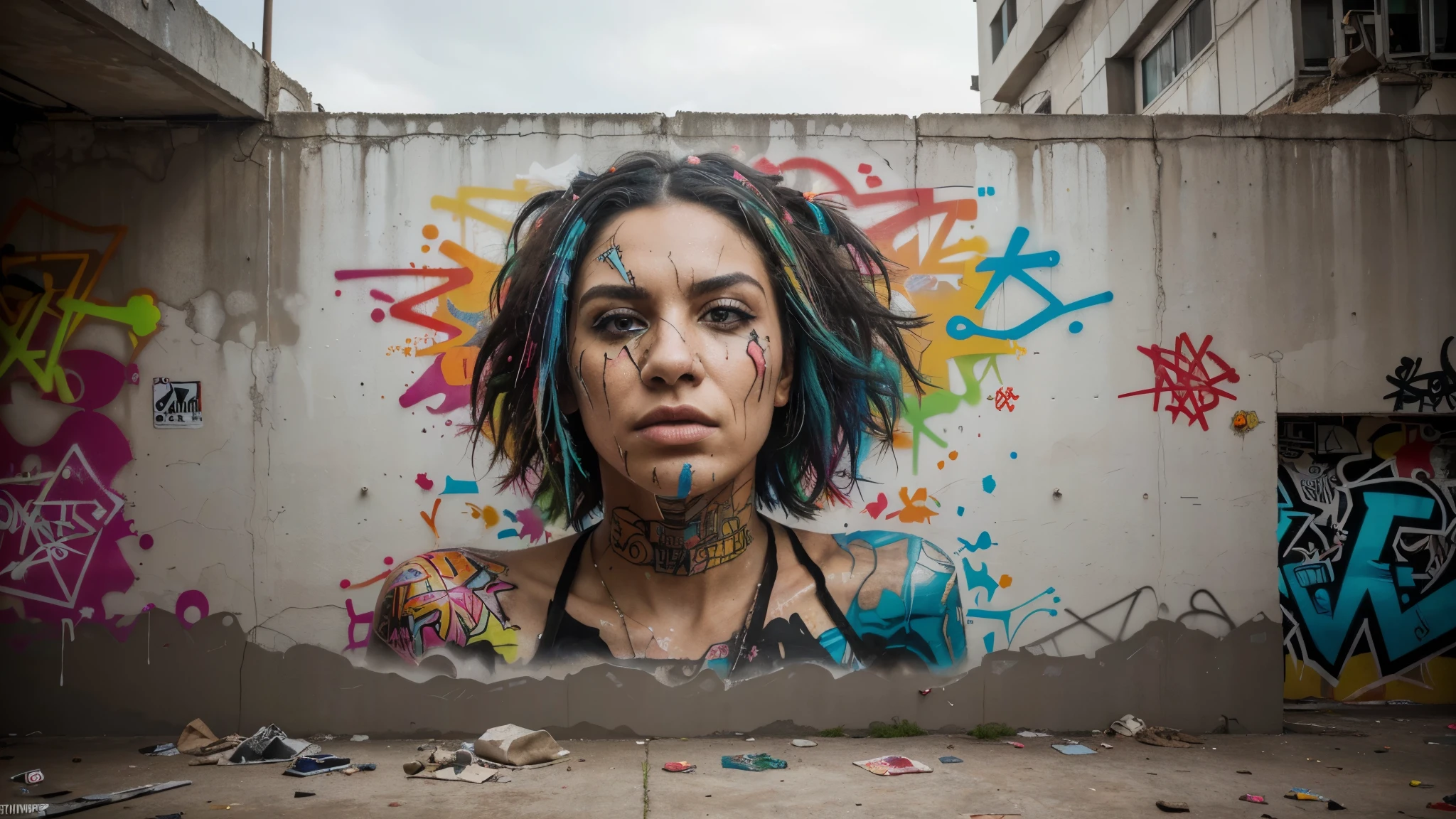 Make me graffiti art criticizing racism