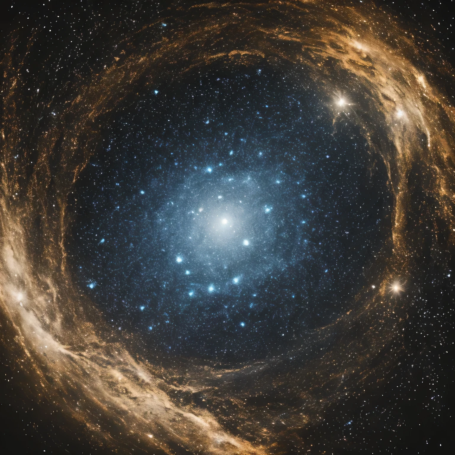 rotation of the starry sky, stars of different sizes, (Stars rotate in the center of the screen), (masterpiece), (highest quality), (Ultra high detail)