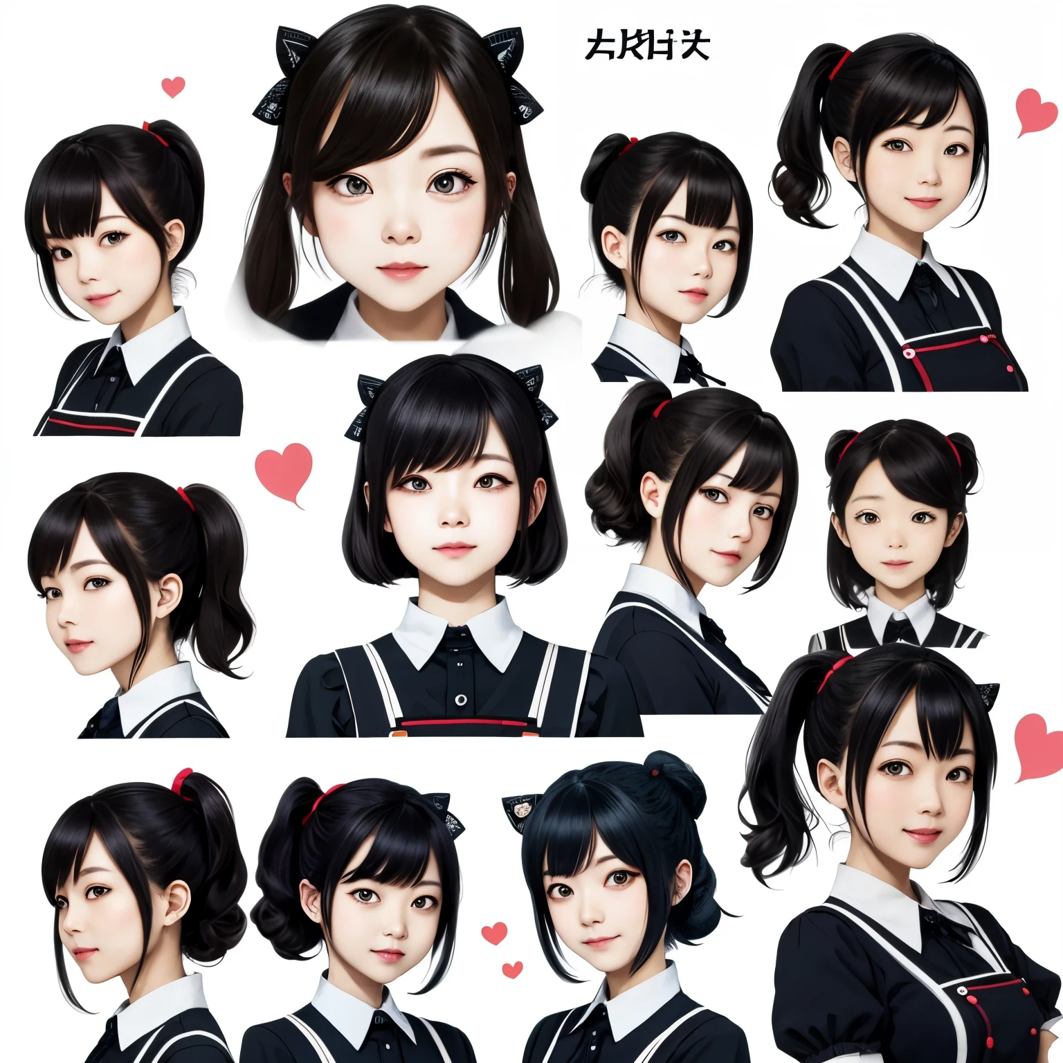 Line Stamp, 9 divisions, maid, Various poses and facial expressions，anime style